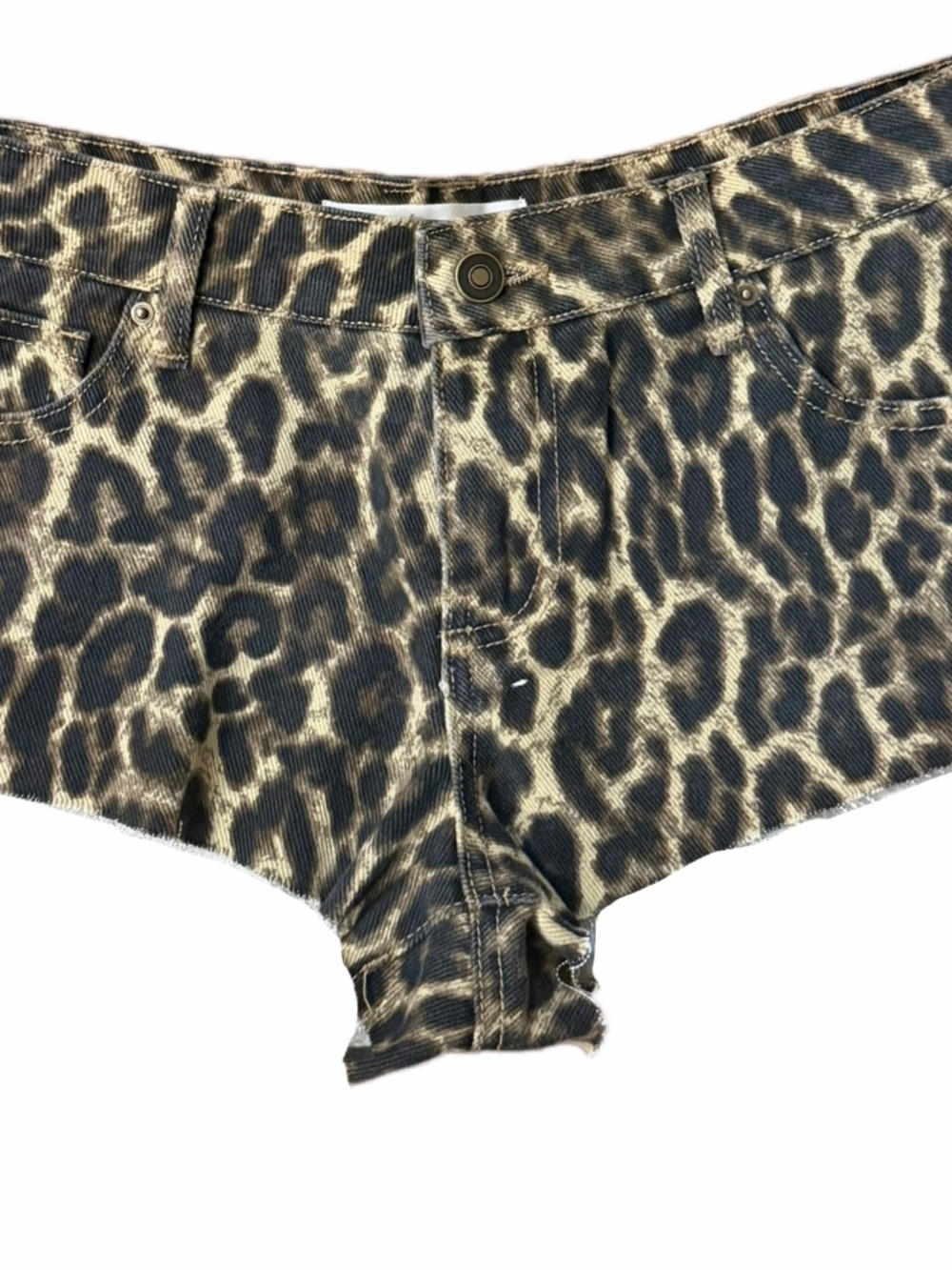 7.7 by Seven7 leopard print cotton denim cut-off micro shorts NWT Size 27 - Picture 3 of 8